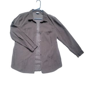 Corduroy Brown Long Sleeve Button Up with pockets